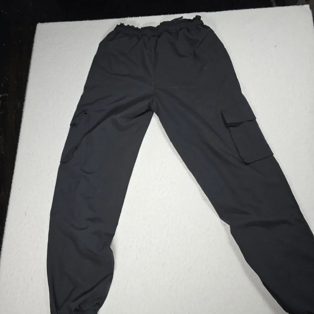 Justice Girls Active Parachute Black Pants Size L 12/14 Athleisure Joggers